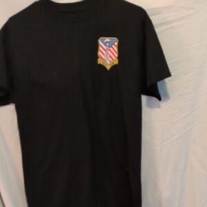 Black T-Shirt with American Flag Emblem